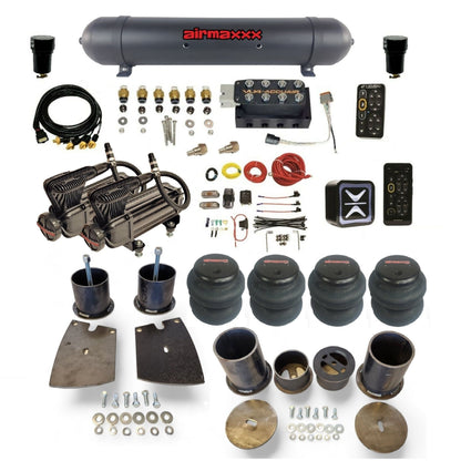 All-black AccuAir e-Level+ with VU4 manifold and dual airmaxxx x-series compressors aluminum tank 2500 bags air suspension kit KBUI61-XB2-57ABK-VU4EPT-WK-HF