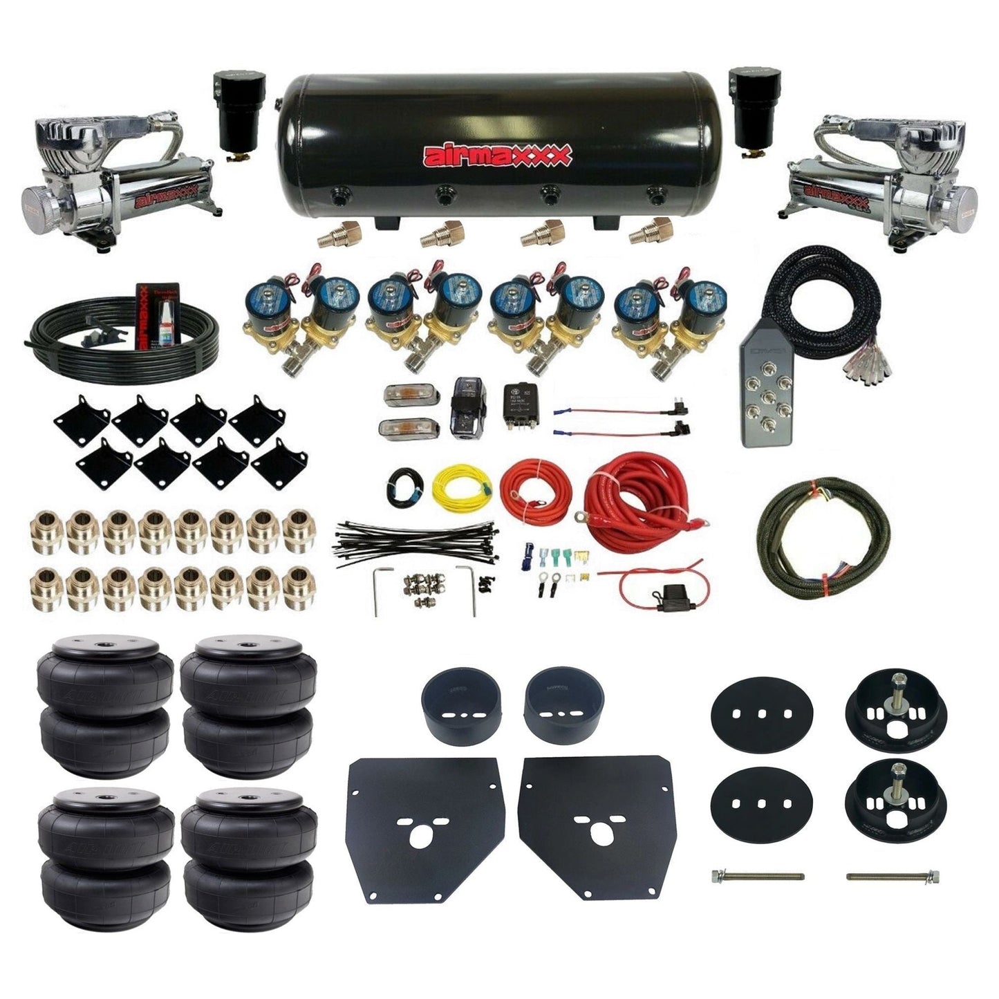 Complete Fast Bag 1/2" Chrome 580 compressors steel tank airlift bags Air Suspension Kit Fits 1963-1972 C10 2WD KC1063-580C2-812-89-7TBK-WK-HFD26  