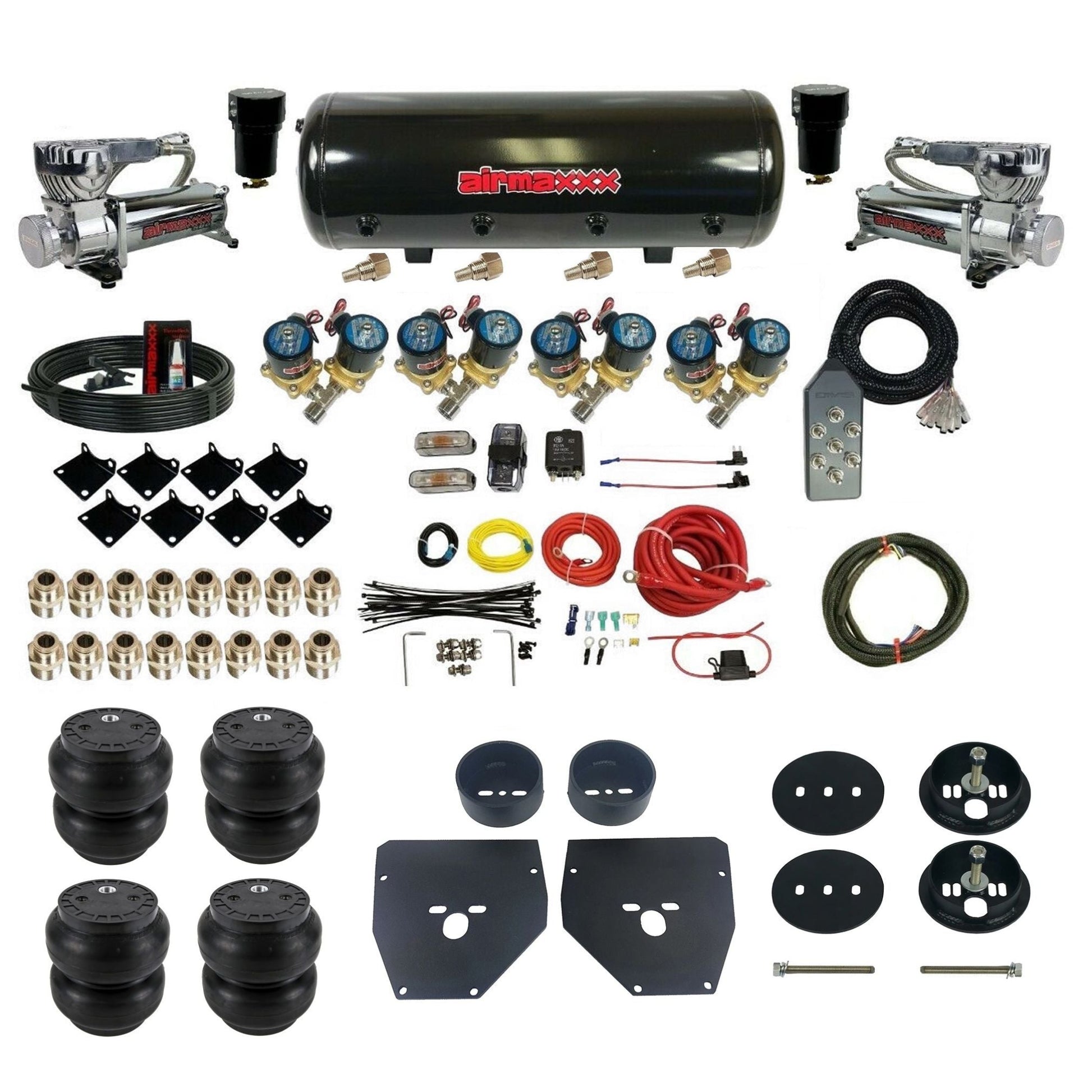 Complete Fast Bag 1/2" Chrome 580 compressors steel tank slam bags Air Suspension Kit Fits 1963-1972 C10 2WD KC1063-580C2-812-89-7TBK-WK-HFSS7 