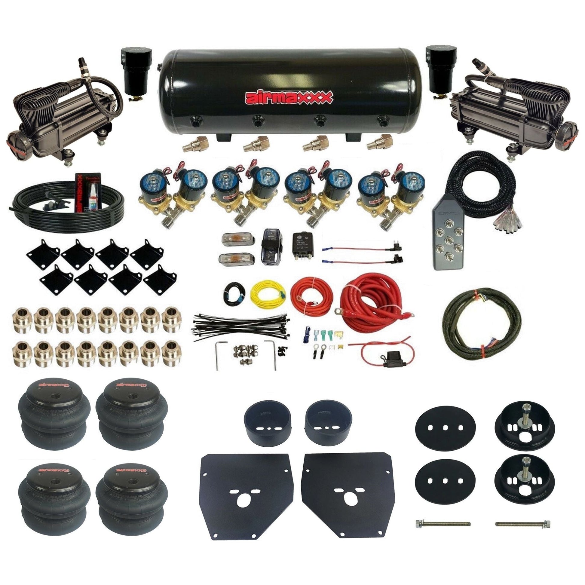 Complete Fast Bag 1/2" x-series compressors steel tank 2600 bags Air Suspension Kit Fits 1963-1972 C10 2WD KC1063-XB2-812-89-7TBK-WK-HF