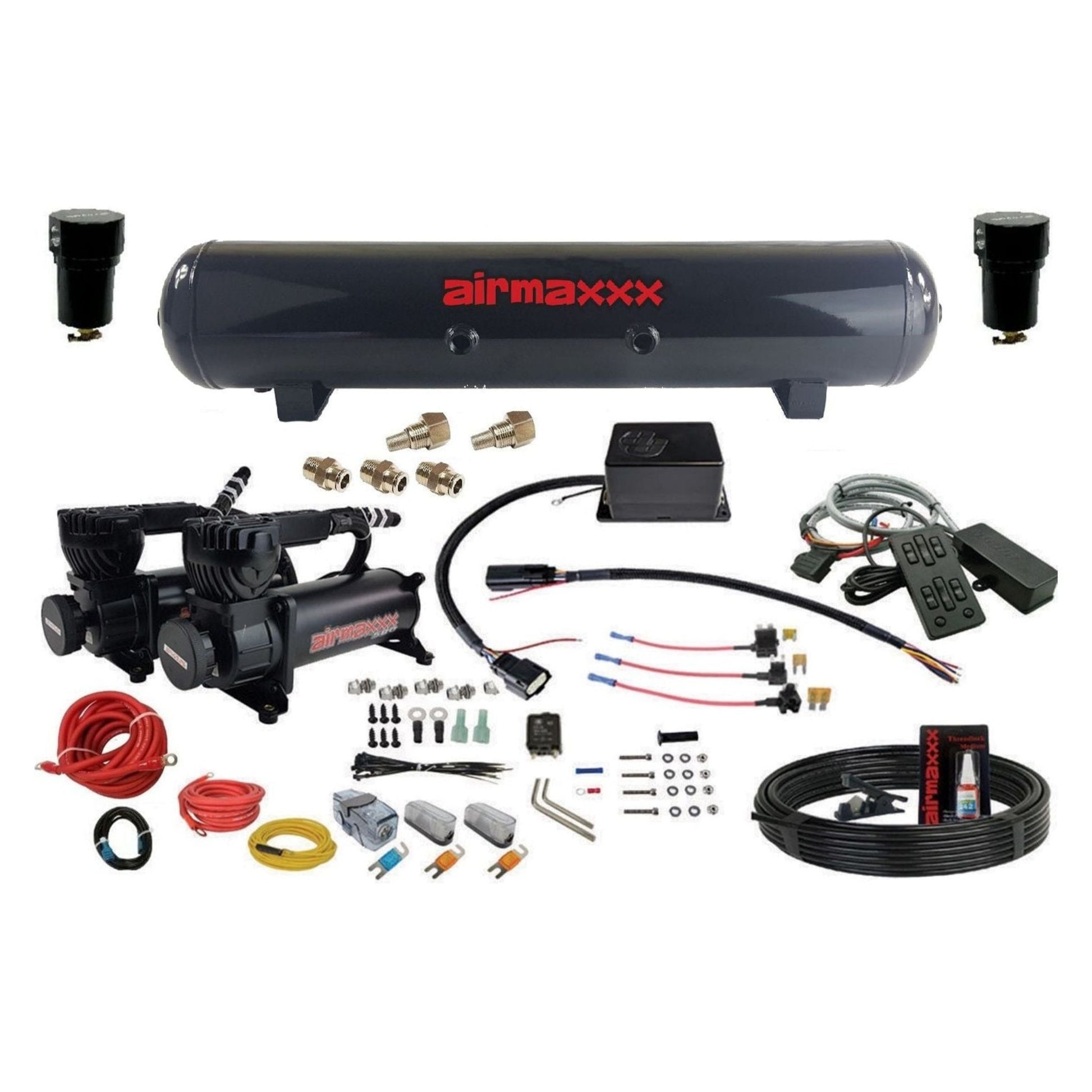 Complete air management kit with 580 black compressors, fittings, steel tank and wiring