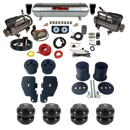 Complete air ride suspension kit with x-series compressors aluminum tank and manifold with slam bags KIMP65-XB2-57ARW-X4X7-WK-HFSS6