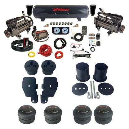 Complete air ride suspension kit with x-series compressors steel tank and manifold with 2500 bags KIMP65-XB2-57S-X4X7-WK-HF