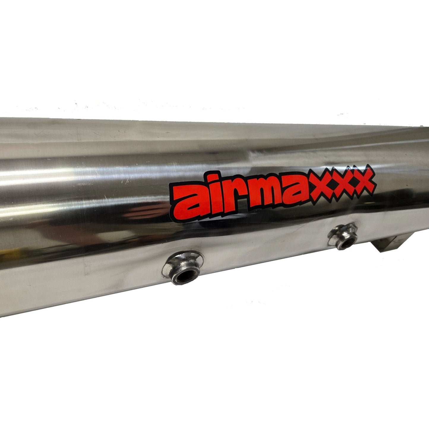 Custom polished stainless air ride tank with 7 ports airmaxxx