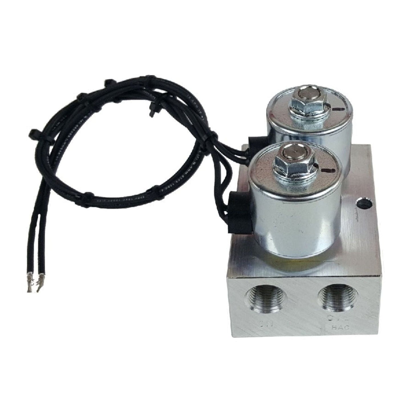 Direct Action AFC A202 3/8" NPT air valve manifold with dual coil design and built-in gauge port for air suspension systems