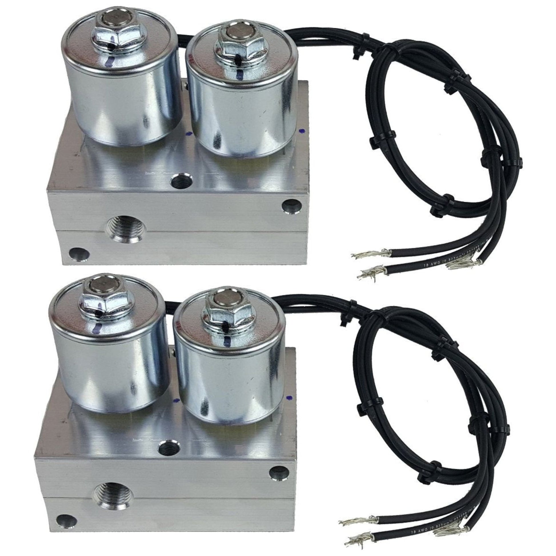 Direct Action AFC A202 3/8" NPT air valve manifold with dual coil design and built-in gauge port for air suspension systems pair