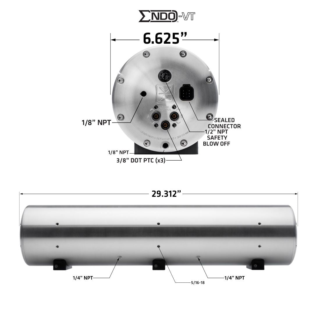 AccuAir AA-3642 ENDO-VT 5 Gallon Air Tank Valve Integrated Raw Aluminum