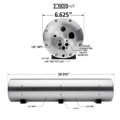 AccuAir AA-3642 ENDO-VT 5 Gallon Air Tank Valve Integrated Raw Aluminum