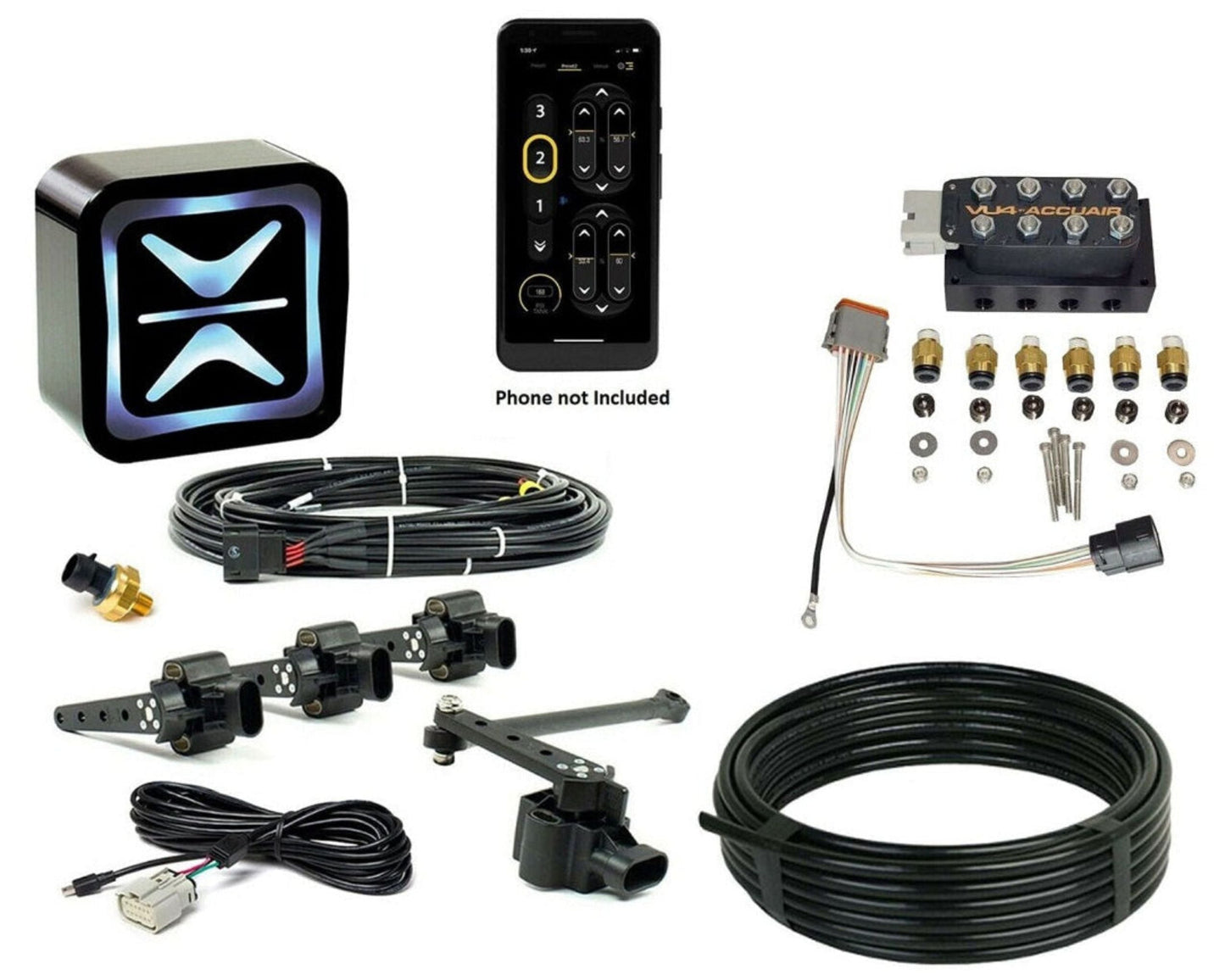 Height-based AccuAir suspension control system with smartphone app