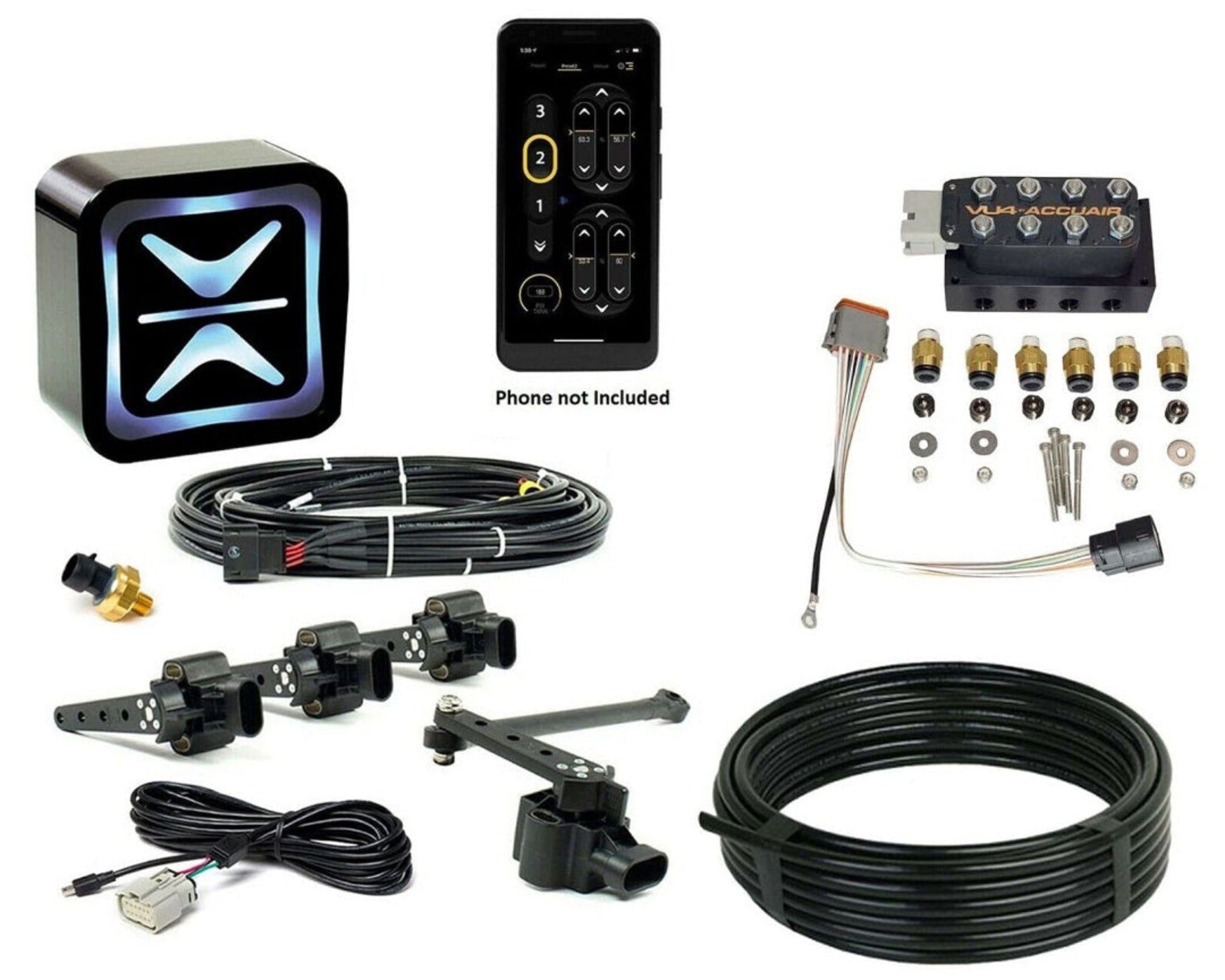 Height-based AccuAir suspension control system with smartphone app