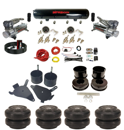 Manual 3/8" airmaxxx Air Suspension Kit 480 Chrome Air Compressors Fits 1978-88 GM G-Body