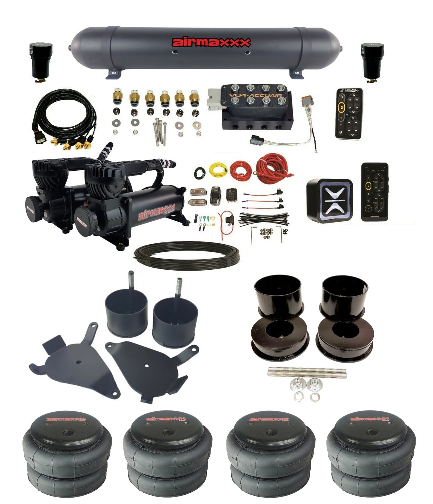 Air Suspension Kit Pressure Presets Accuair E+ Connect & VU4 Black Fits 1978-88 GM G-Body