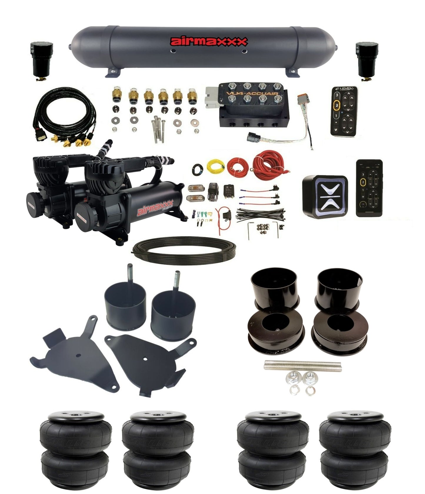 Air Suspension Kit Pressure Presets Accuair E+ Connect & VU4 Black Fits 1978-88 GM G-Body