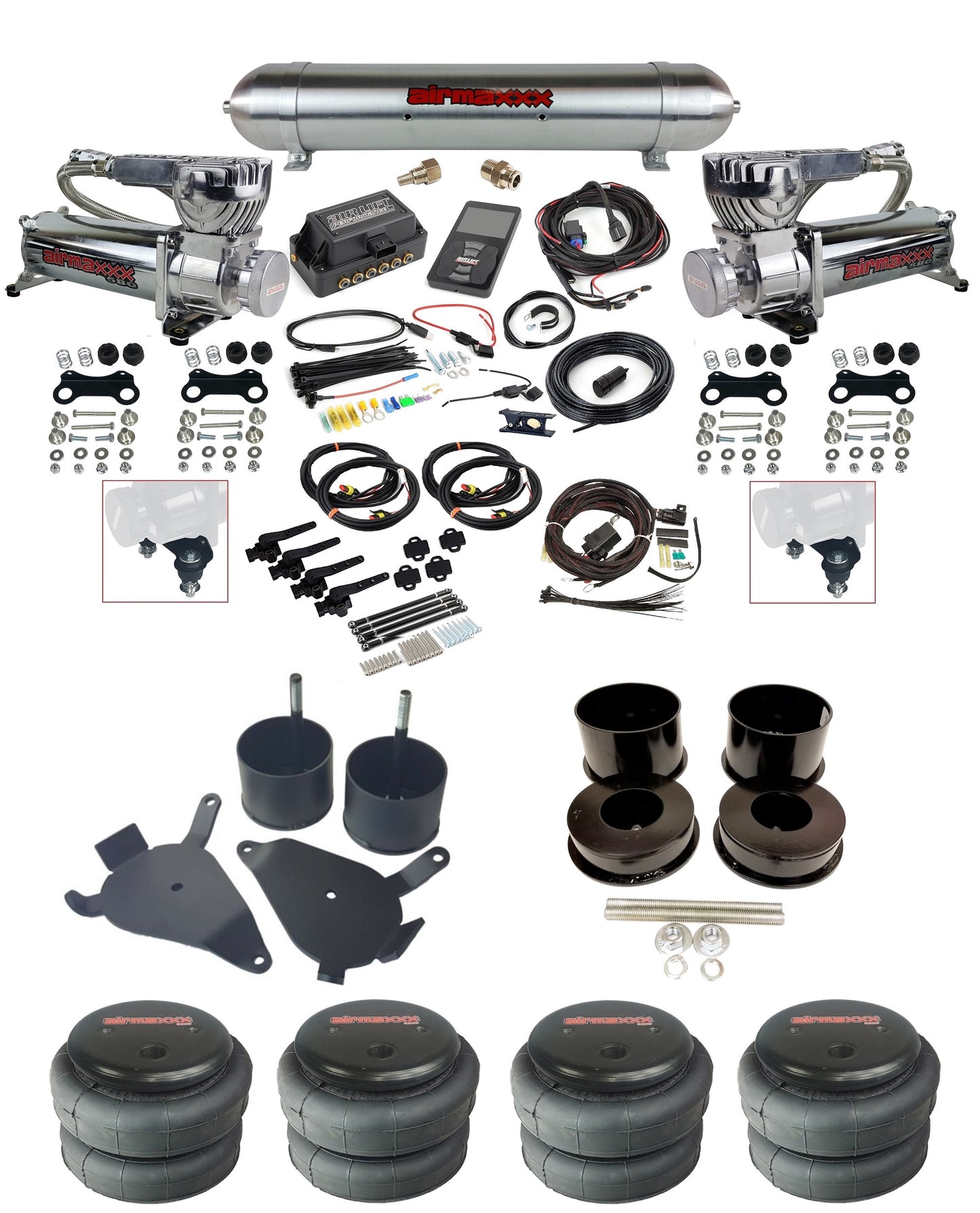 3/8" Air Suspension Kit Height Presets 3H Air Lift 27695 w/Chrome 580 Fits 1978-88 GM G-Body