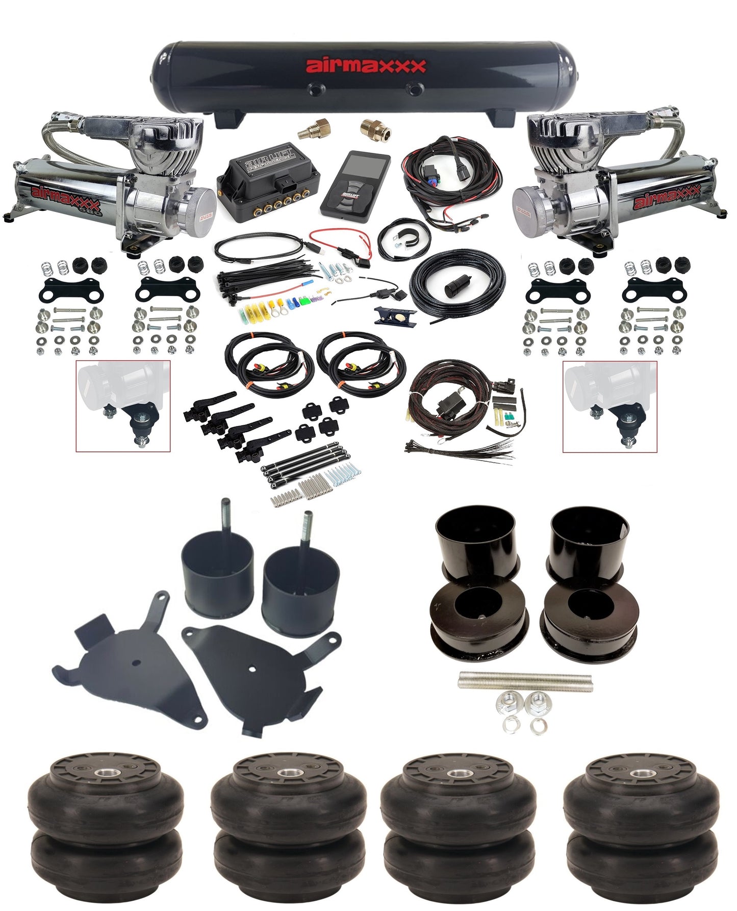 3/8" Air Suspension Kit Height Presets 3H Air Lift 27695 w/Chrome 580 Fits 1978-88 GM G-Body