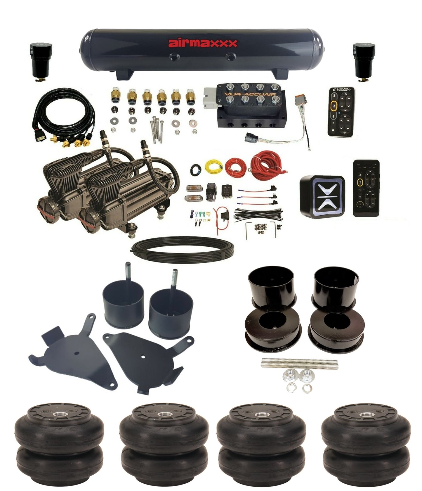 Air Suspension Kit Pressure Presets Accuair E+ Connect & VU4 Black Fits 1978-88 GM G-Body