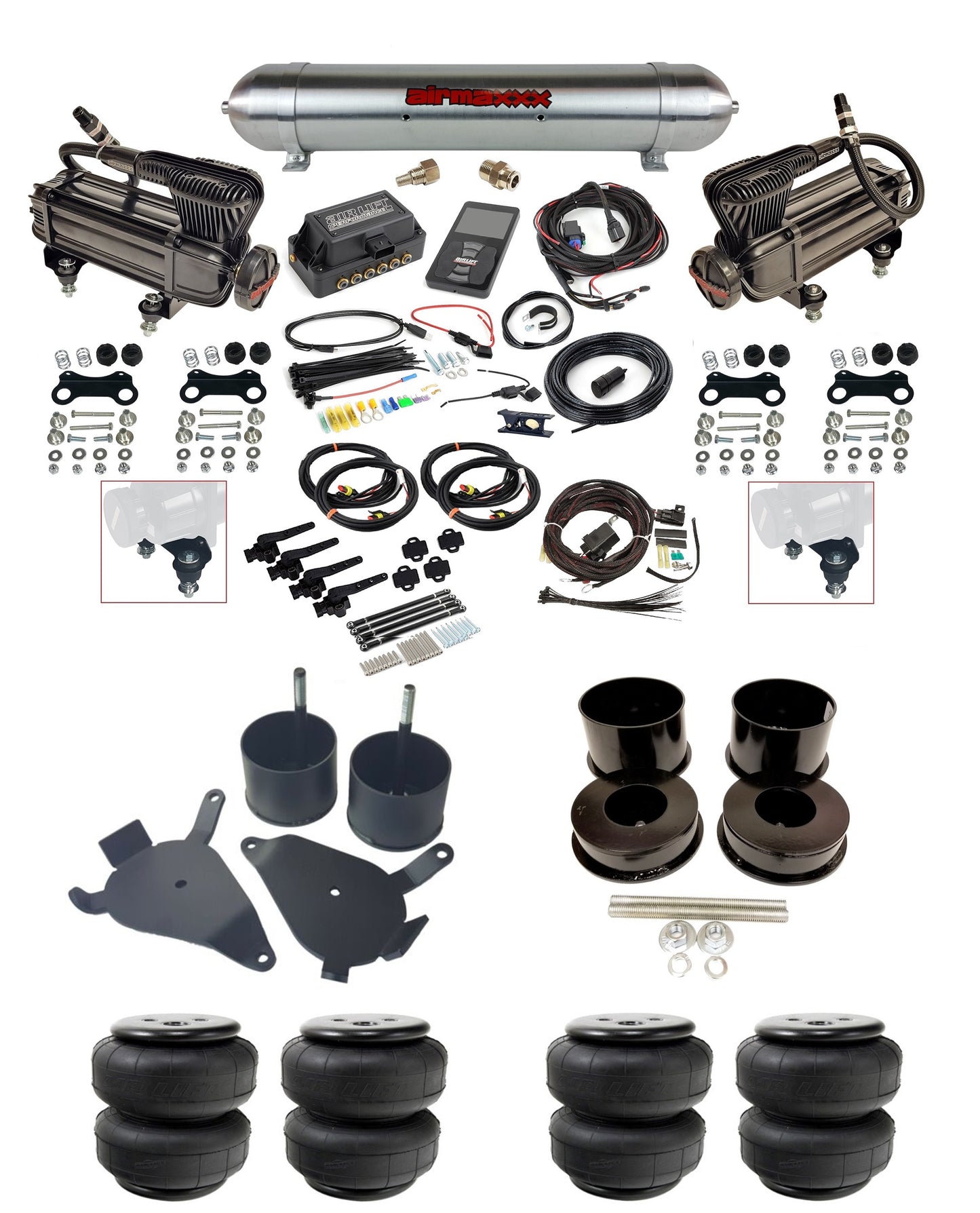 3/8" Air Suspension Kit Height Presets 3H Air Lift 27695 w/Chrome 580 Fits 1978-88 GM G-Body