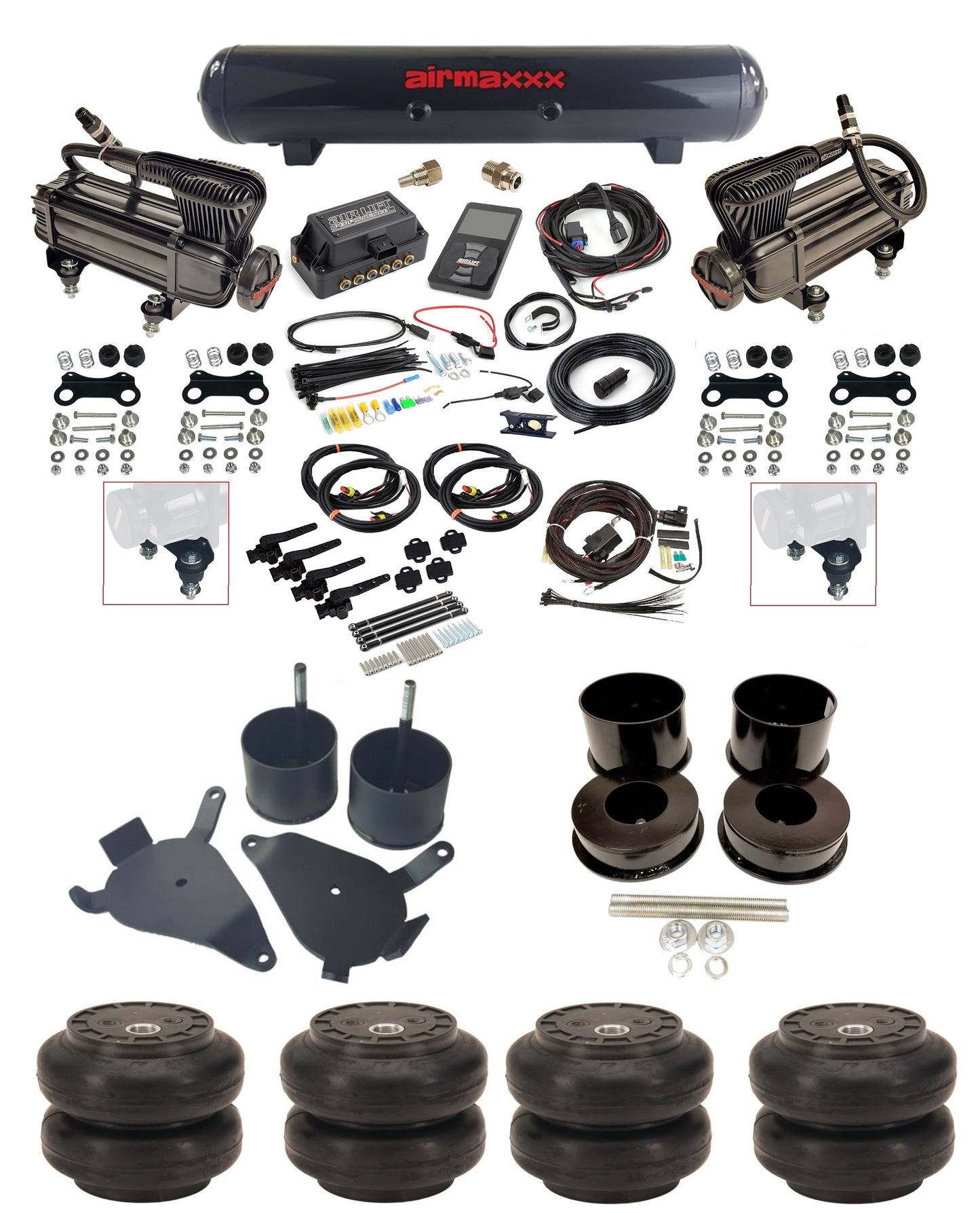 3/8" Air Suspension Kit Height Presets 3H Air Lift 27695 w/Chrome 580 Fits 1978-88 GM G-Body