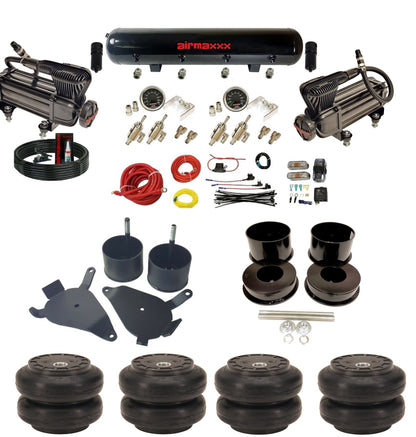 Manual 3/8" airmaxxx Air Suspension Kit 480 Chrome Air Compressors Fits 1978-88 GM G-Body