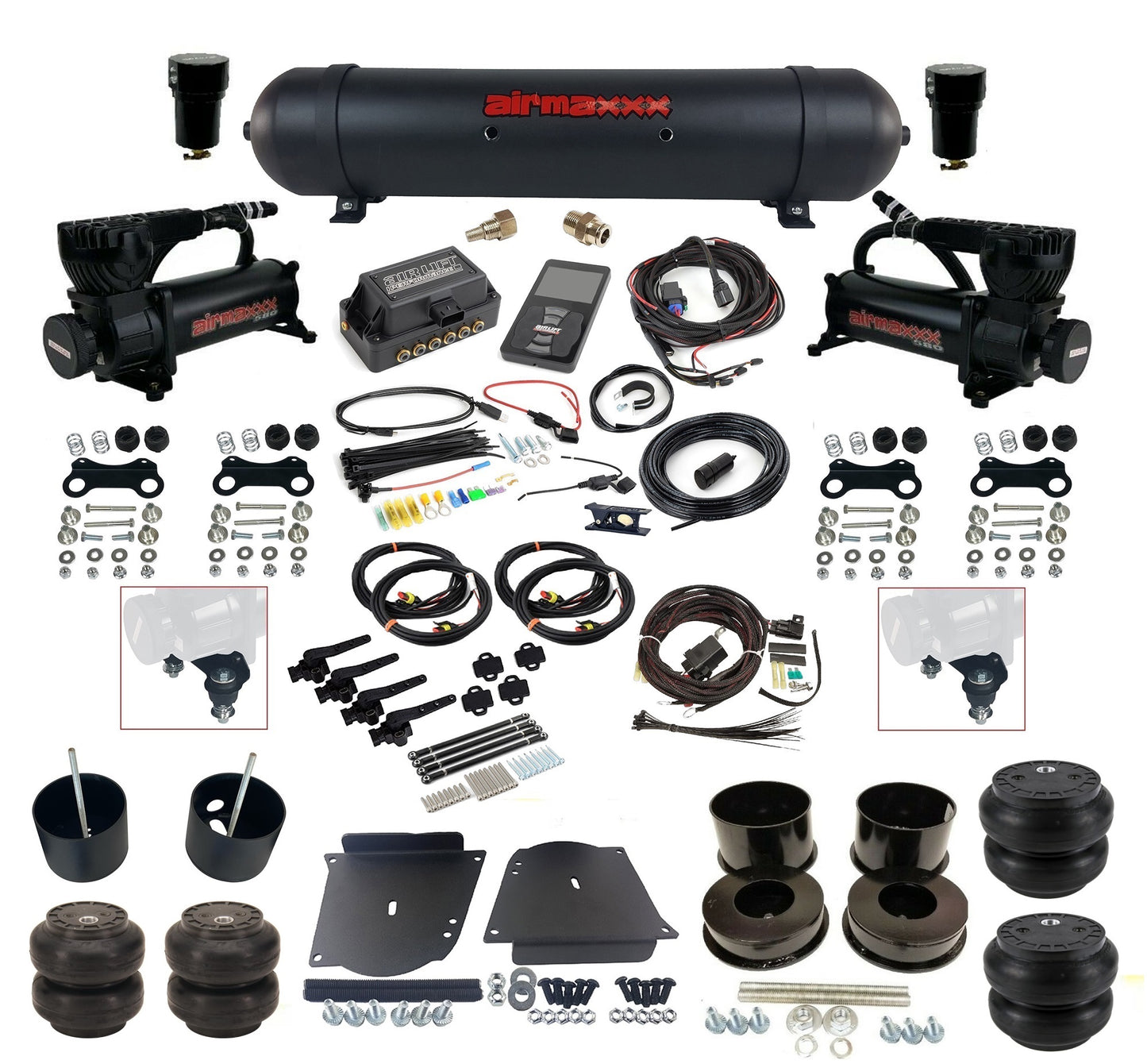 580 Black w/3H 27695 Air Lift 3/8" Height Presets Air Suspension Kit Fits 1964-72 GM A-Body