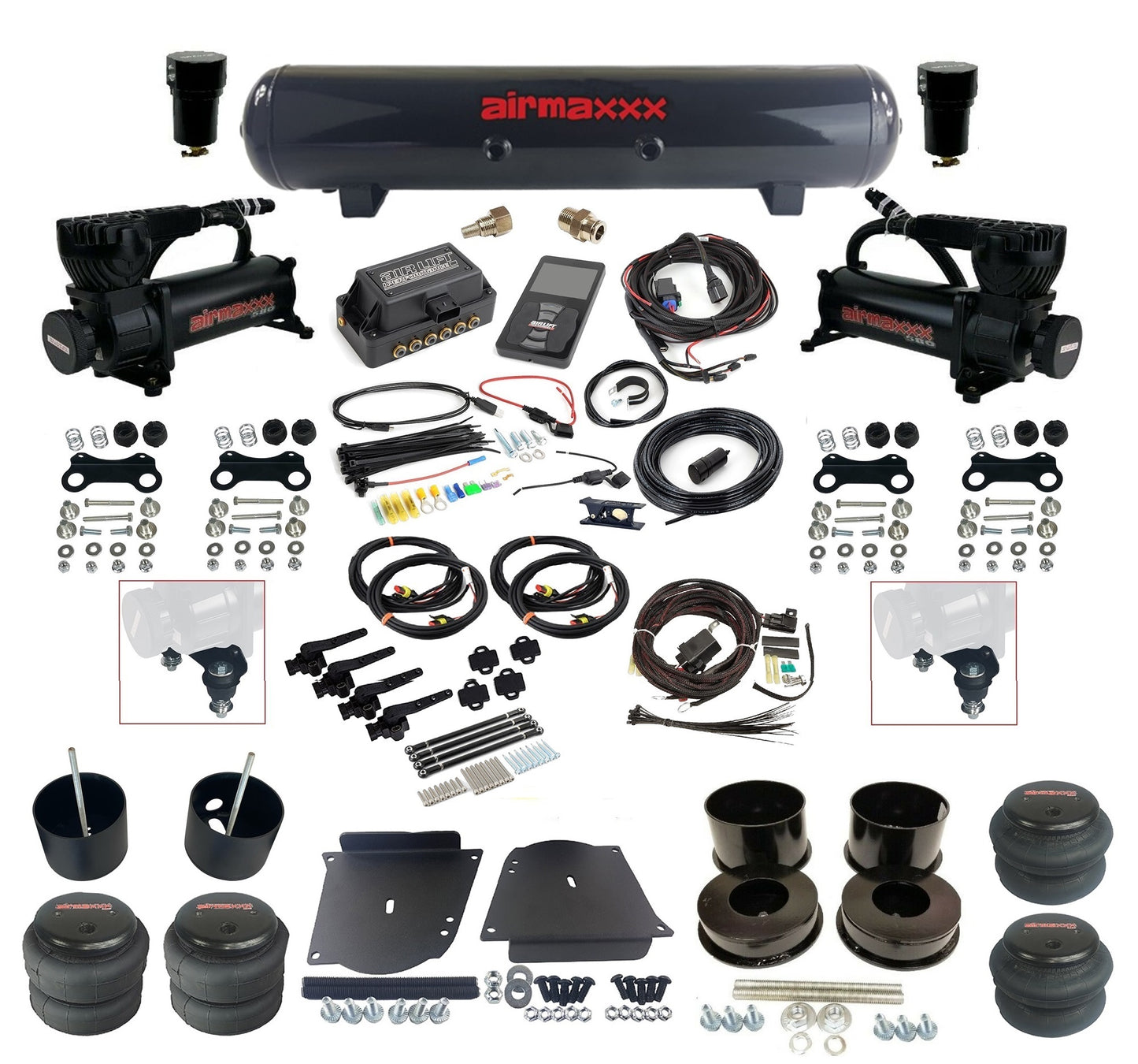 580 Black w/3H 27695 Air Lift 3/8" Height Presets Air Suspension Kit Fits 1964-72 GM A-Body