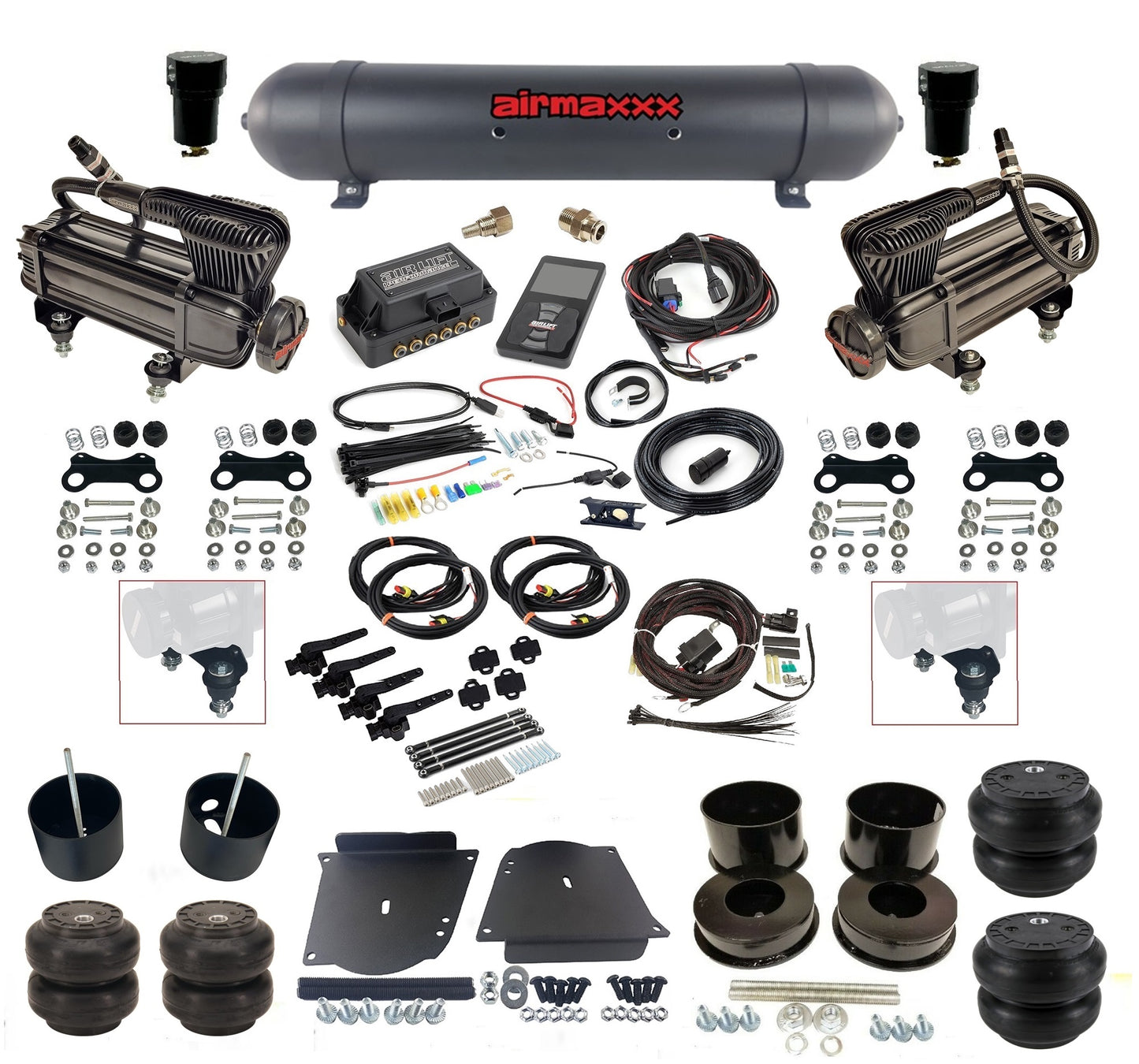 580 Black w/3H 27695 Air Lift 3/8" Height Presets Air Suspension Kit Fits 1964-72 GM A-Body