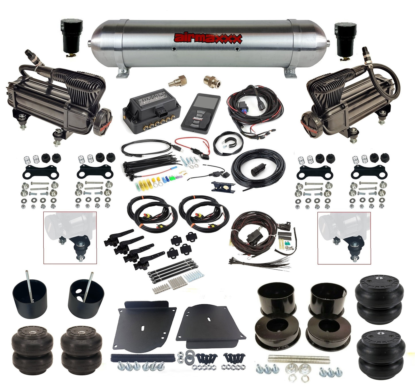 580 Chrome w/3H 27695 Air Lift 3/8" Height Presets Air Suspension Kit Fits 1964-72 GM A-Body
