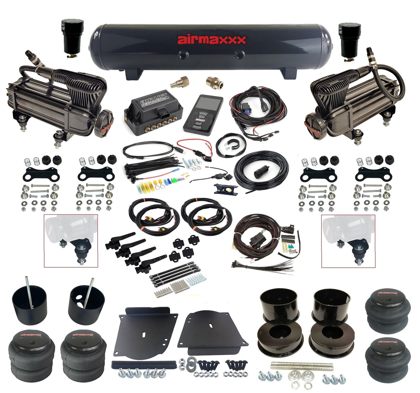 580 Black w/3H 27695 Air Lift 3/8" Height Presets Air Suspension Kit Fits 1964-72 GM A-Body