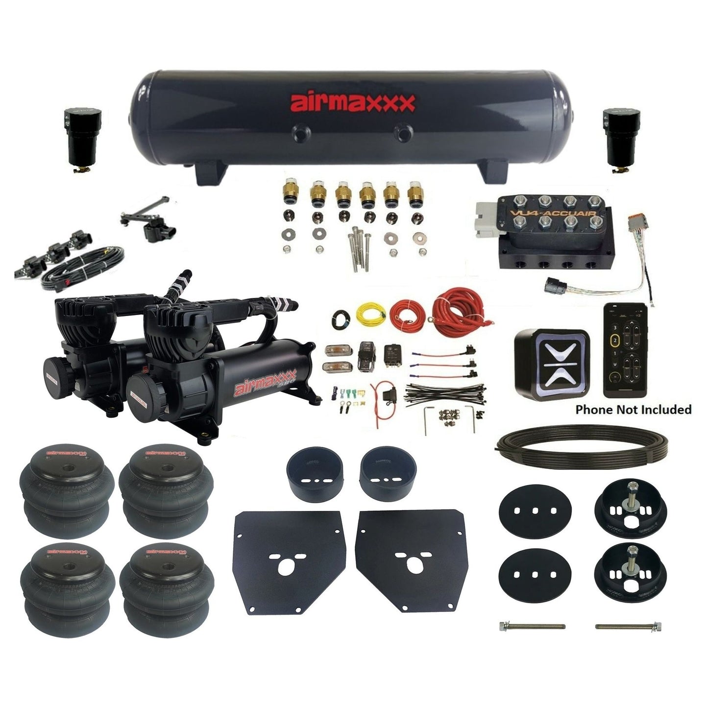 Wireless Air Suspension Kit Accuair E-level Pressure+ VU4 w/X-Series Fits 1963-72 C10