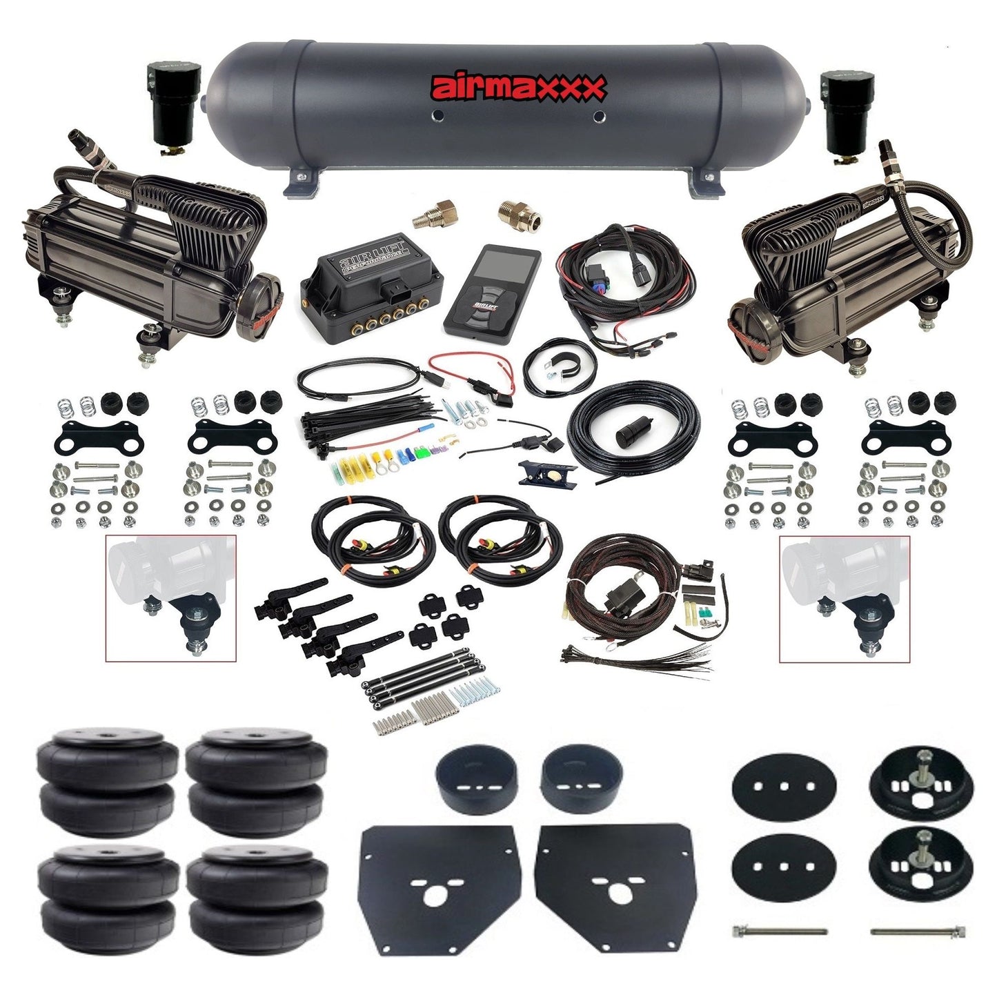 Complete Air Suspension Kit 3H Air Lift 27695 3/8" w/Black 580 Fits 1963-72 C10