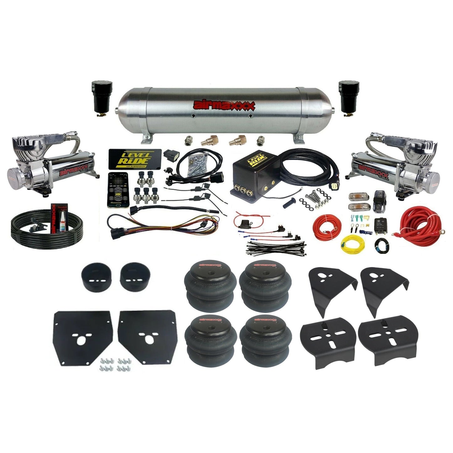 Complete Air Suspension Kit Level Ride 3 Preset Bluetooth w/Chrome 580 Fits 1973-87 C10