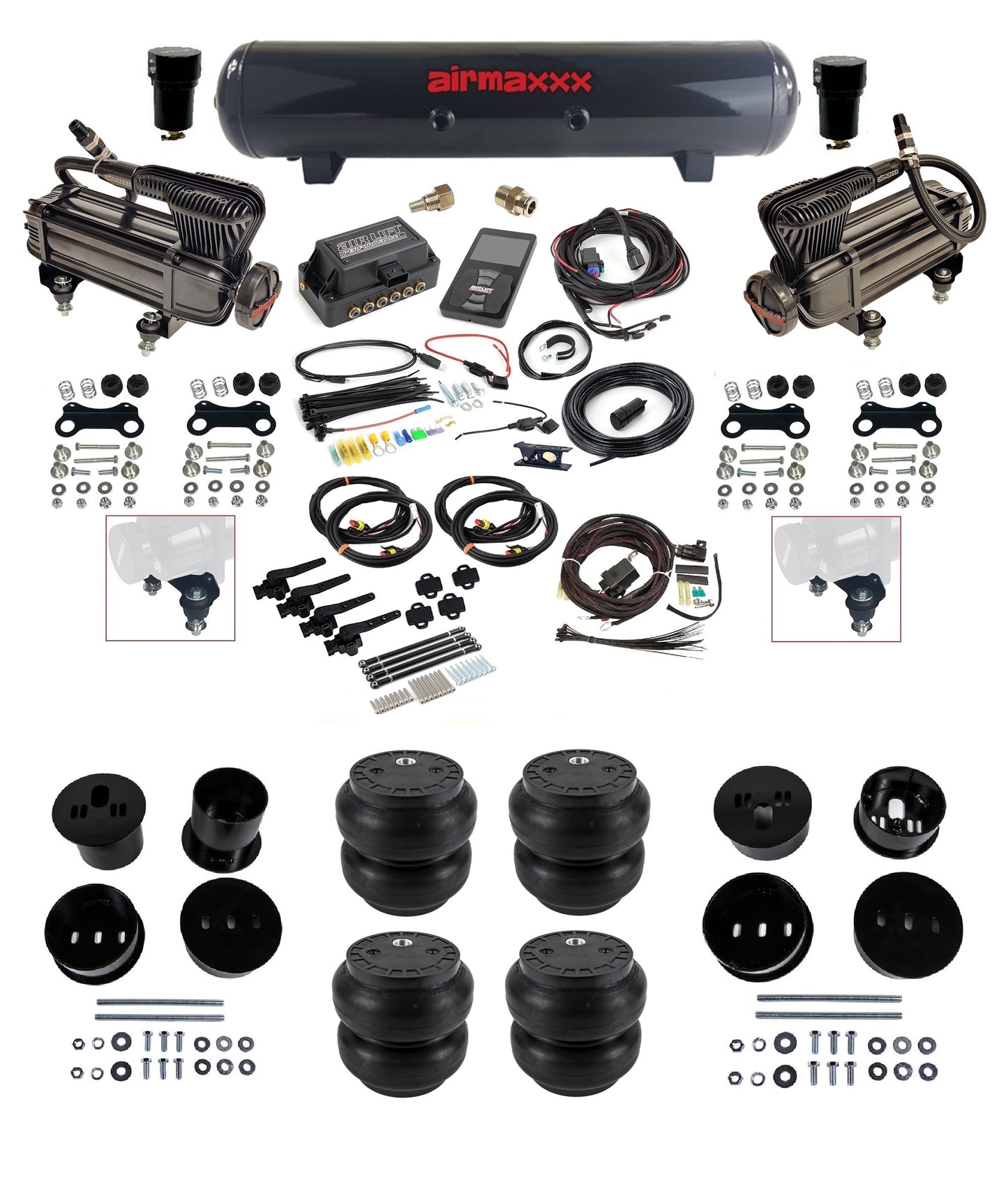 3/8 Suspension Kit 3H Air Lift 27695 w/Black 580 Fits 1958-60 Cadillac