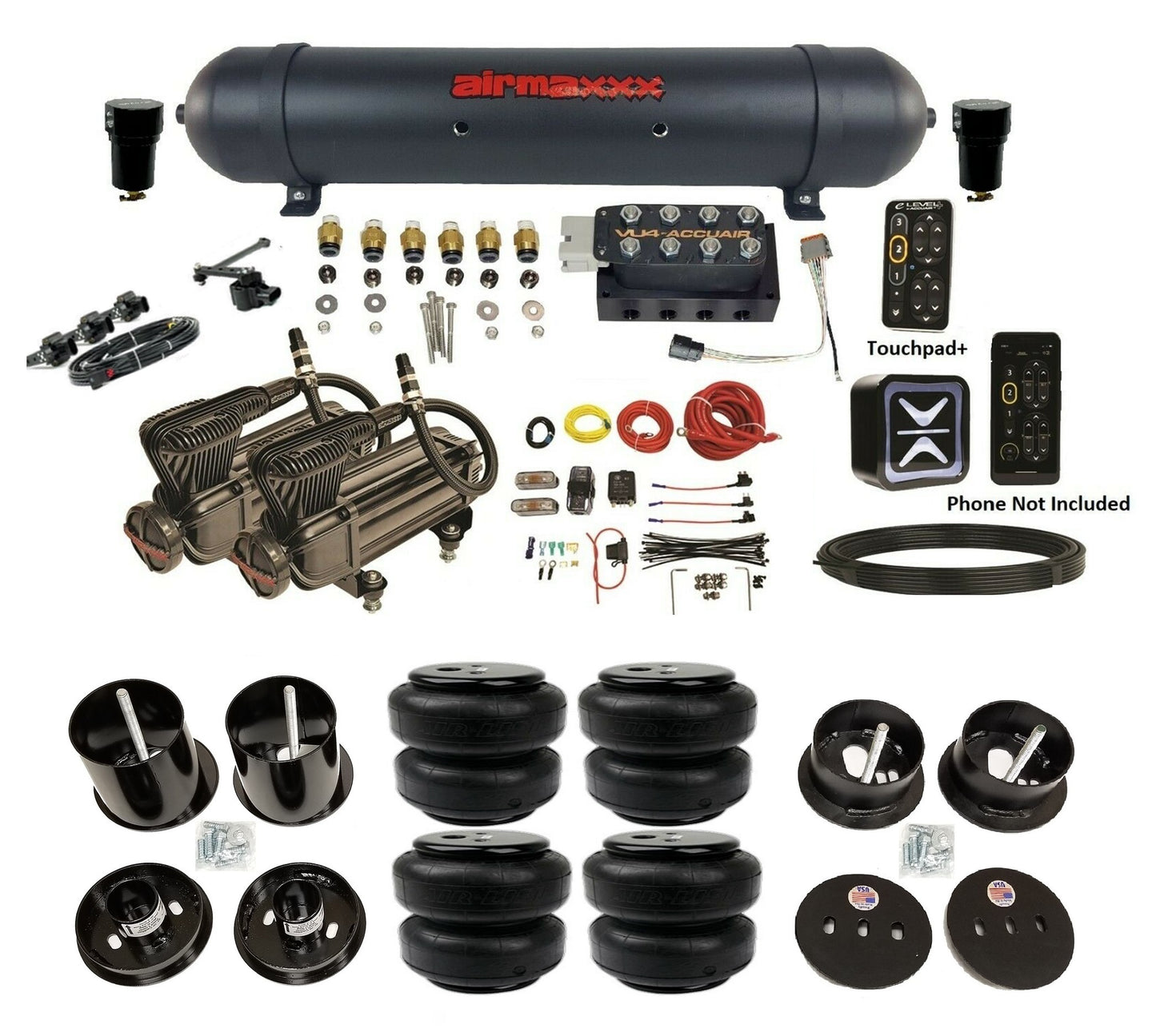 Air Suspension Kit Accuair E+ Connect & VU4 w/Black 580 Fits 1963-64 Cadillac