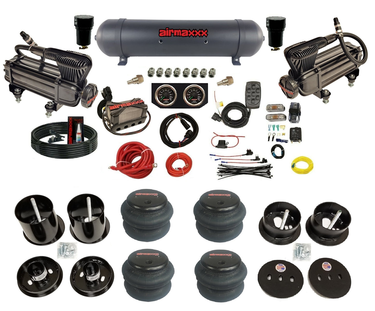 Air Suspension Kit airmaxxx Black 480 X4 Air Manifold Fits 1963-64 Cadillac