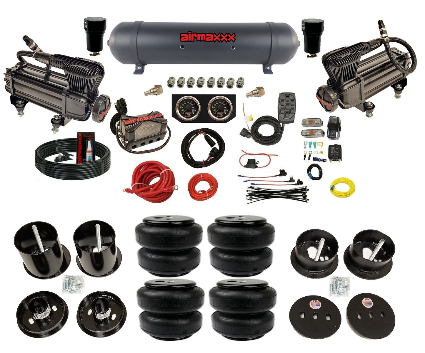 Air Suspension Kit airmaxxx Black 480 X4 Air Manifold Fits 1963-64 Cadillac