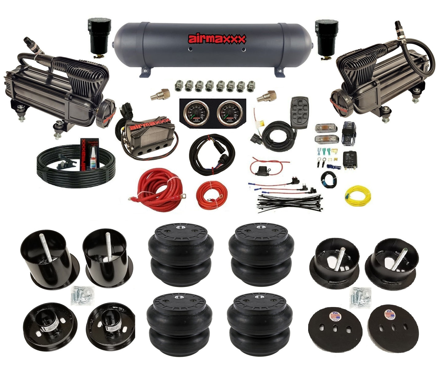 Air Suspension Kit airmaxxx Black 480 X4 Air Manifold Fits 1963-64 Cadillac