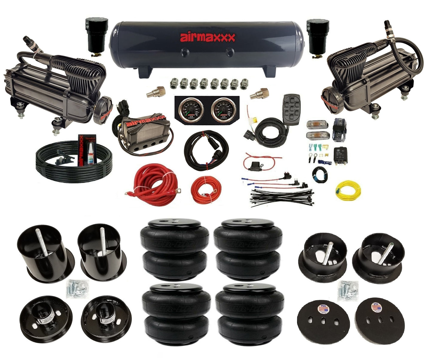 Air Suspension Kit airmaxxx Black 480 X4 Air Manifold Fits 1963-64 Cadillac