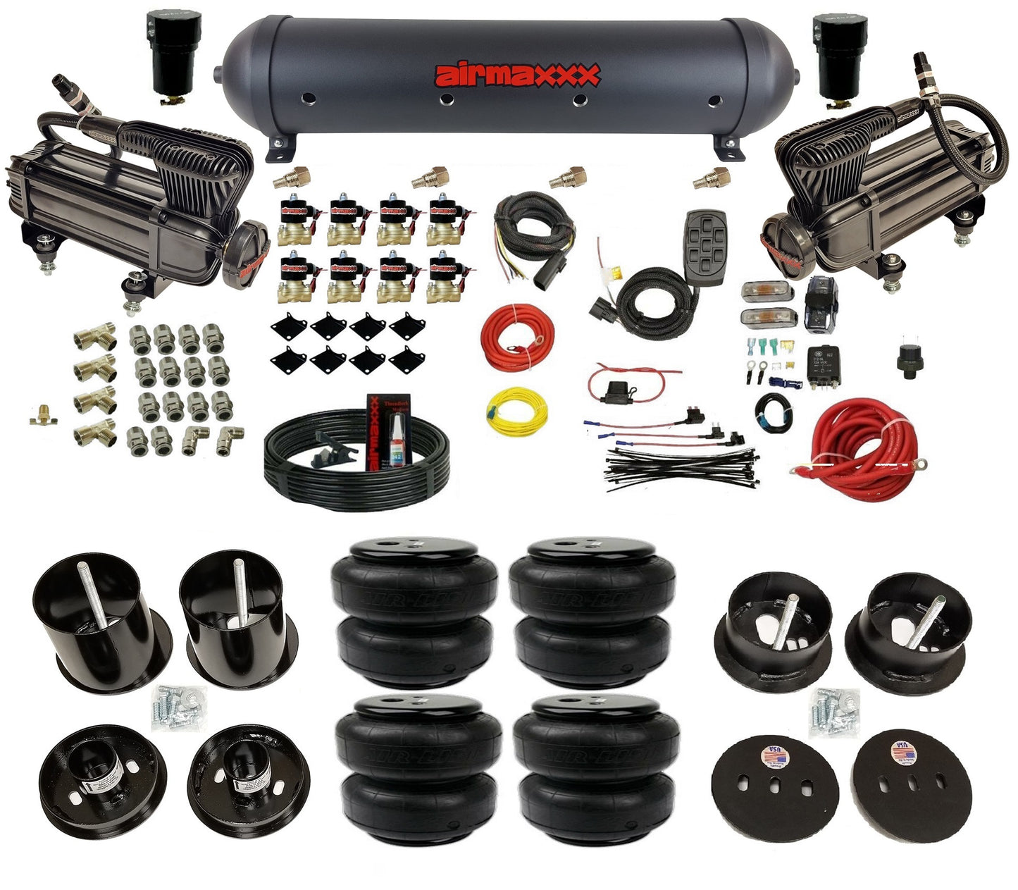 3/8" airmaxxx Air Suspension Kit w/Black 480 Fits 1963-64 Cadillac