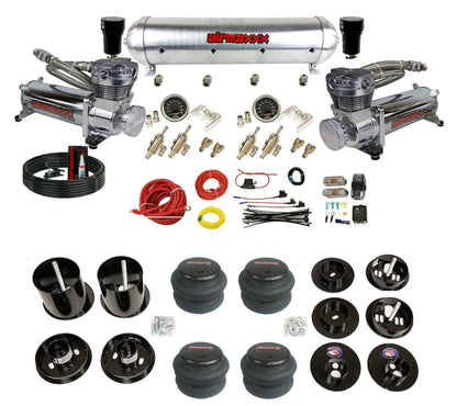 3/8" Manual Air Suspension Kit w/480 Chrome Compressors Fits 1965-70 Cadillac