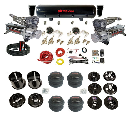 3/8" Manual Air Suspension Kit w/480 Chrome Compressors Fits 1965-70 Cadillac