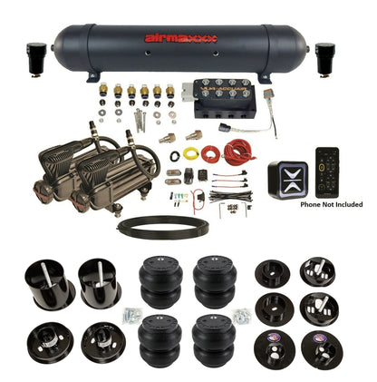 Black Air Suspension Kit w/Accuair Wireless E+ Connect & VU4 Fits 1965-70 Cadillac