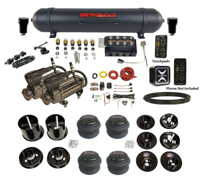 All Black Air Suspension Kit w/Accuair E+ Connect & VU4 Height Presets Fits 1965-70 Cadillac