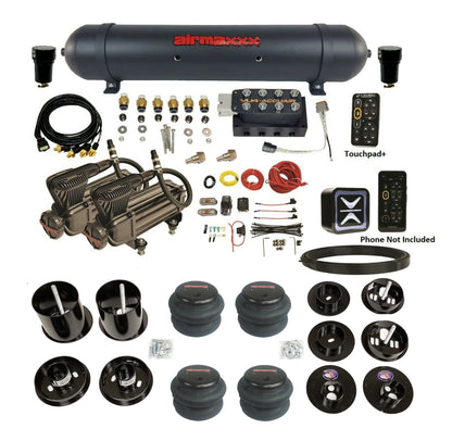 All Black Air Suspension Kit w/Accuair E+ Connect & VU4 Pressure Presets Fits 1965-70 Cadillac