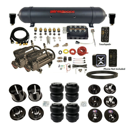 All Black Air Suspension Kit w/Accuair E+ Connect & VU4 Pressure Presets Fits 1965-70 Cadillac