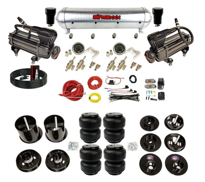 3/8" Manual Air Suspension Kit w/480 Chrome Compressors Fits 1965-70 Cadillac