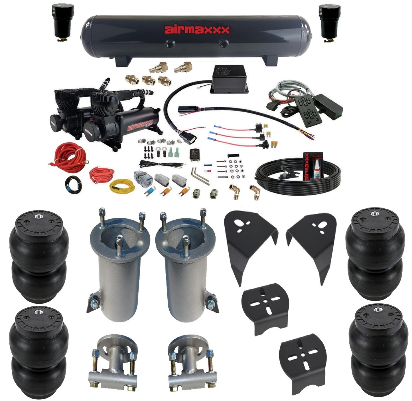 580 Black Air Suspension Kit w/Slam Specialties SV-8C + MC.1 Fits 2007-18 Silverado 1500