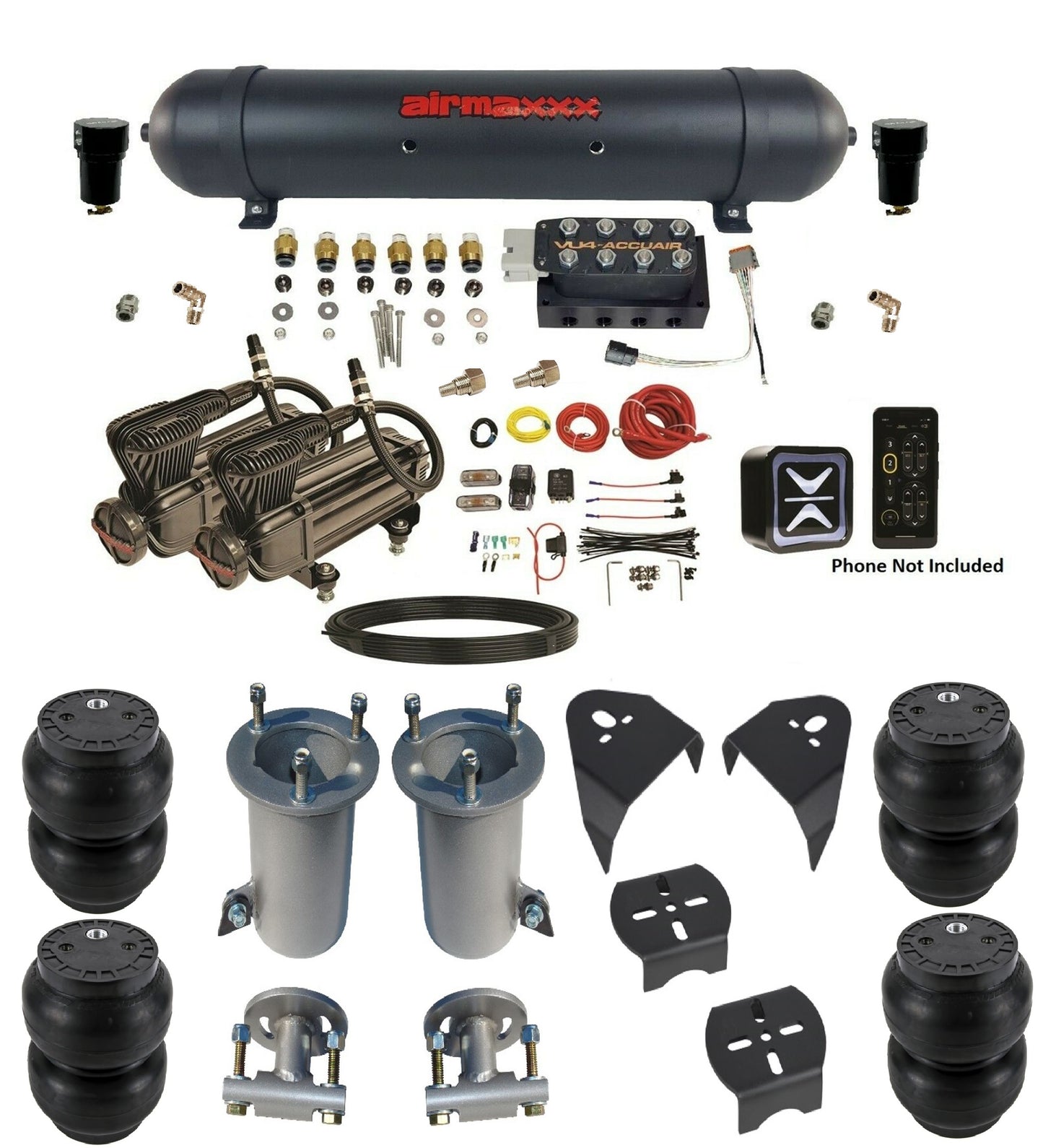 Air Suspension Kit Accuair VU4 E+ Connect w/X-Series Fits 2007-18 Silverado 1500