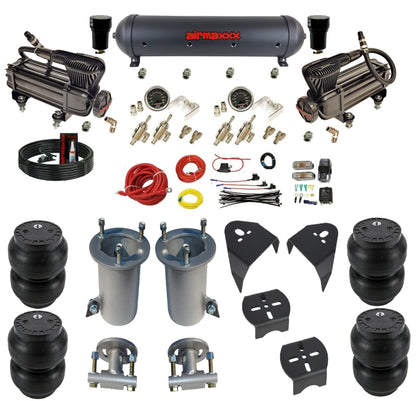 Complete 3/8" Manual Toggle Black Air Suspension Kit Fits 2007-18 Silverado 1500