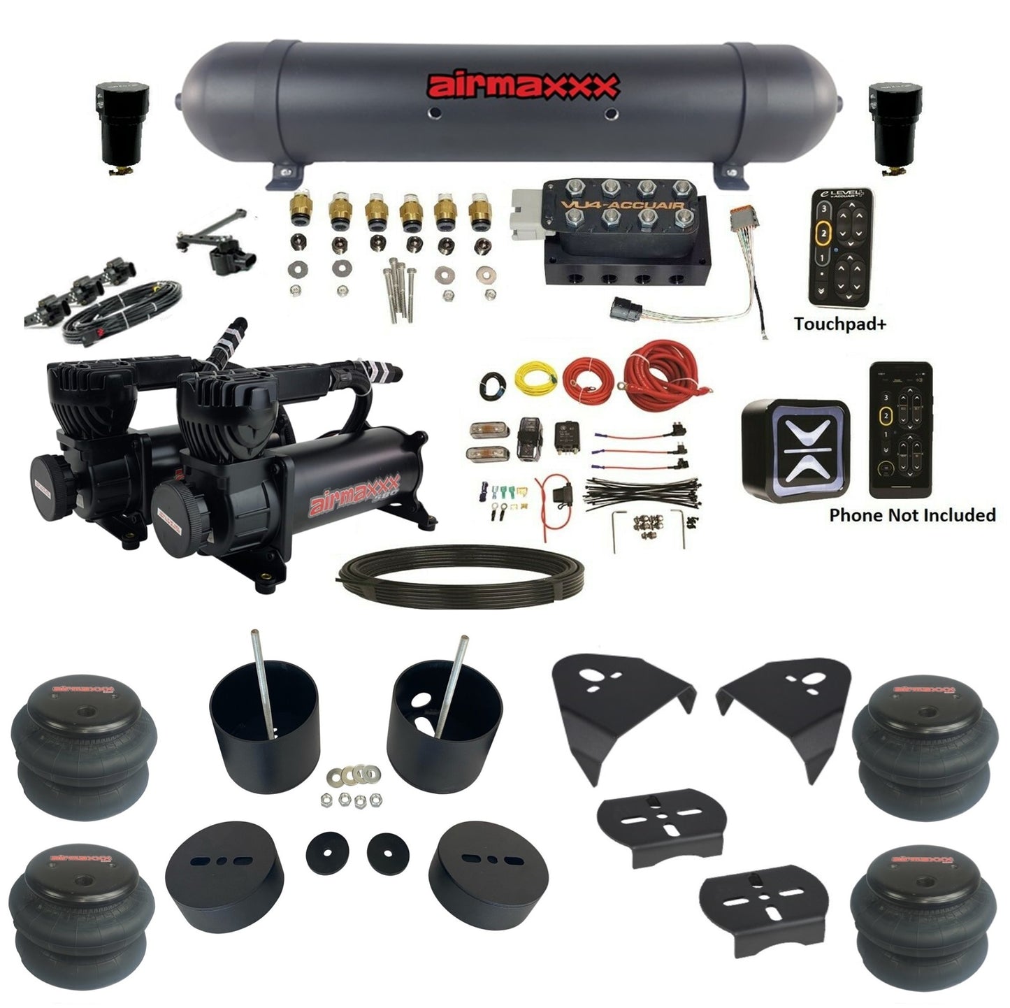 Air Ride Suspension Kit Accuair e-Level+ Pressure VU4 w/X-Series Fits 1999-06 Silverado 1500