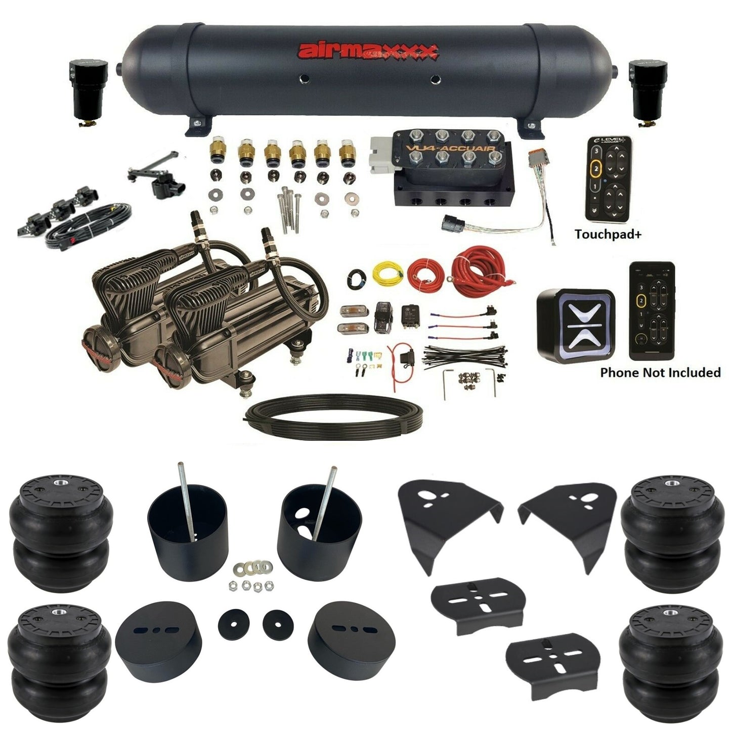 Air Ride Suspension Kit Accuair e-Level+ Pressure VU4 w/X-Series Fits 1999-06 Silverado 1500